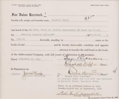 Lot #229 Marshall Field III Document Signed - Image 3