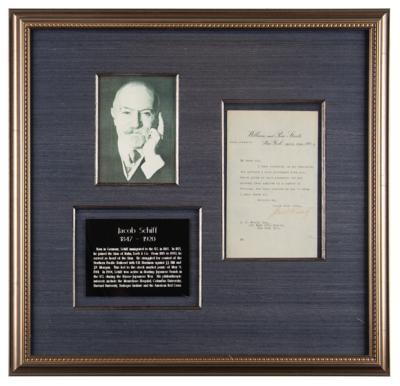 Lot #318 Jacob Schiff Typed Letter Signed