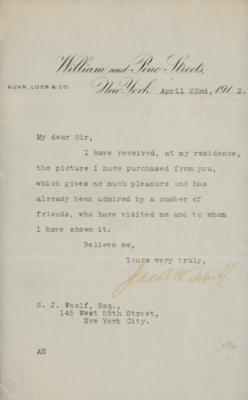 Lot #318 Jacob Schiff Typed Letter Signed - Image 2