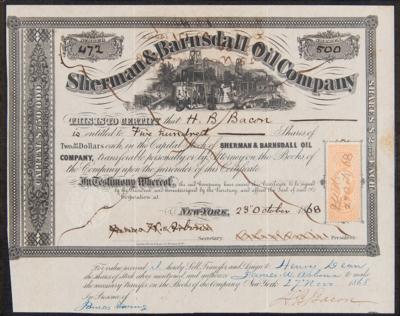 Lot #323 Sherman and Barnsdall Oil Company Stock Certificate - Image 2