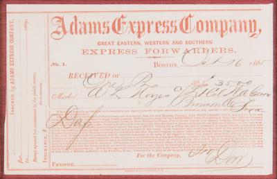 Lot #200 Adams Express Company Receipt (1865) - Image 2