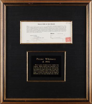 Lot #344 Payne Whitney Document Signed - Image 1