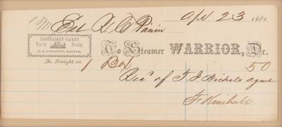 Lot #328 Southern Steam Packet Receipt (1861) - Image 2