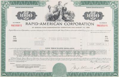 Lot #311 Rapid-American Corporation Bond Certificate - Image 1