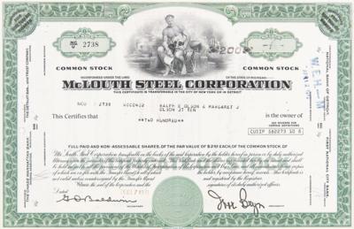 Lot #283 McLouth Steel Corporation Stock Certificate - Image 1