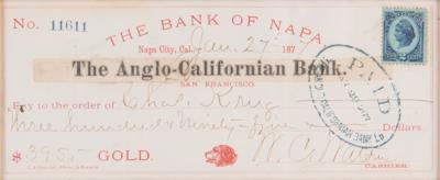 Lot #274 Charles Krug Signed Check - Image 3