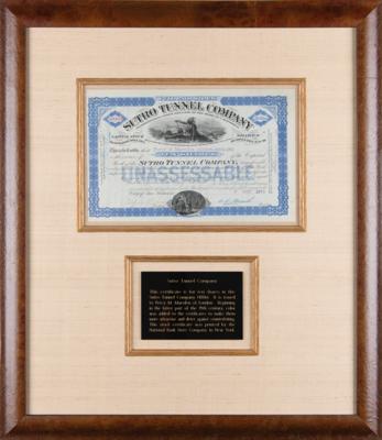 Lot #330 Sutro Tunnel Company Stock Certificate