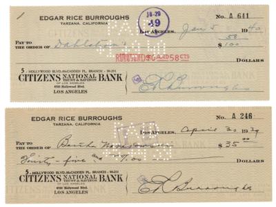 Lot #525 Edgar Rice Burroughs (2) Signed Checks