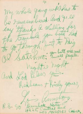 Lot #582 Louis Armstrong Autograph Letter Signed - Image 3