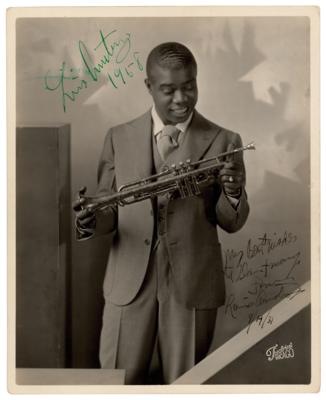 Lot #581 Louis Armstrong Twice-Signed Photograph