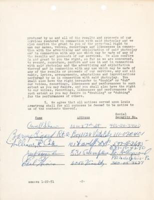 Lot #585 Louis Armstrong's Orchestra Document Signed - Image 1