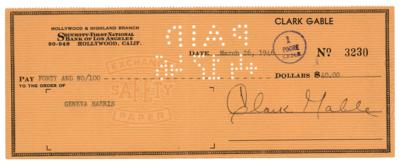 Lot #798 Clark Gable Signed Check - Image 1