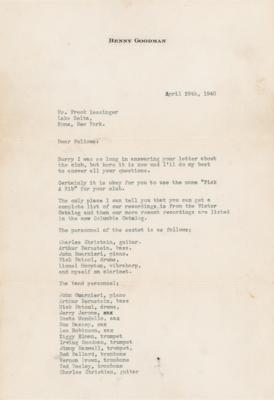 Lot #599 Benny Goodman Typed Letter Signed - Image 1