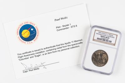 Lot #480 Paul Weitz's Apollo 11 Manned Flight Awareness Medallion - Image 1