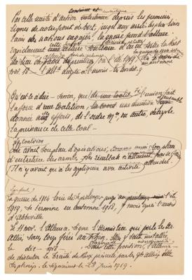 Lot #369 Ferdinand Foch Handwritten Speech Draft World War I: "By this unity of action maintained from the first lines of our front to the rear, the most distant of nations involved in the war quickly take on this sustained pace from which victory emerges" - Image 3