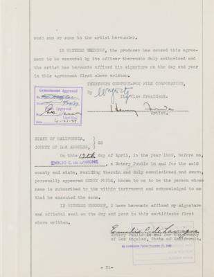 Lot #706 Henry Fonda Document Signed for 20th