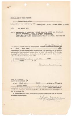 Lot #839 Joseph L. Mankiewicz Document Signed for