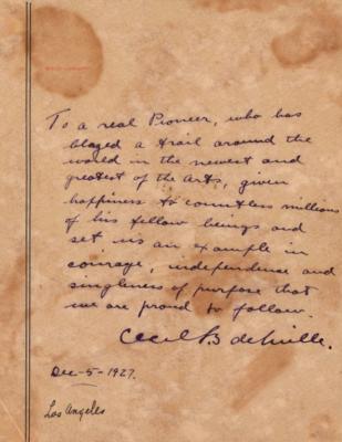 Lot #704 Cecil B. DeMille Autograph Manuscript