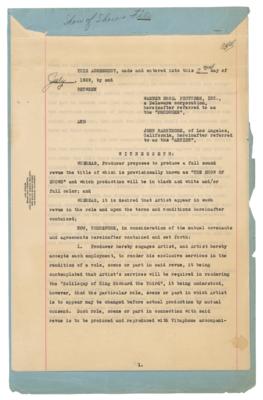 Lot #753 John Barrymore Document Signed for The Show of Shows - Image 2