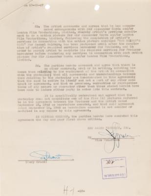 Lot #711 Cary Grant Document Signed for RKO Radio