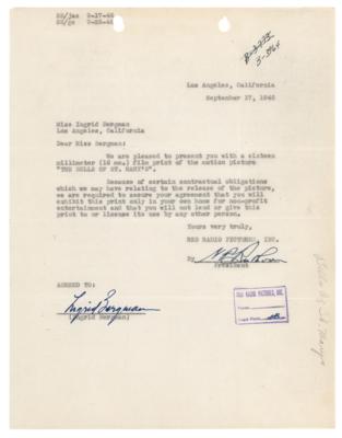 Lot #756 Ingrid Bergman Document Signed for The