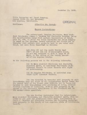 Lot #857 Mary Pickford and Douglas Fairbanks, Sr. Document Signed - Image 2