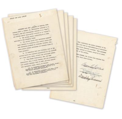 Lot #779 Bing Crosby, Bob Hope, and Dorothy Lamour Document Signed for Road to Rio - Image 1