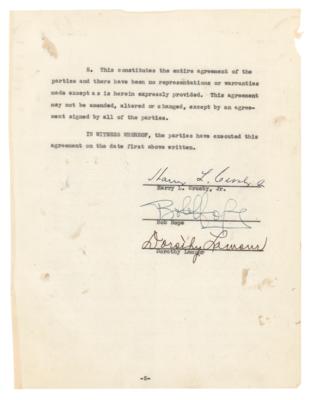 Lot #779 Bing Crosby, Bob Hope, and Dorothy Lamour Document Signed for Road to Rio - Image 7