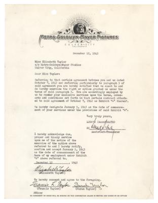 Lot #724 Elizabeth Taylor Document Signed - Early MGM Contract Signed at Age 10 - Image 1