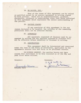 Lot #841 Groucho Marx Document Signed for Licensing Merchandise - Image 2