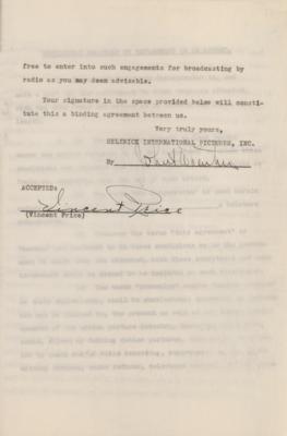 Lot #719 Vincent Price Document Signed for