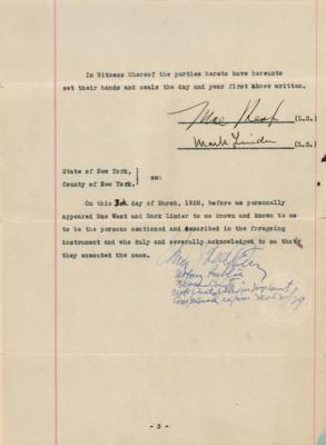 Lot #733 Mae West Twice-Signed Document for Diamond Lil - Image 1