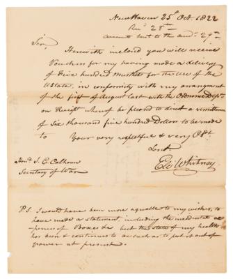 Lot #191 Eli Whitney Autograph Letter Signed to