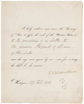 Lot #8 Martin Van Buren Document Signed as