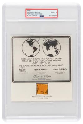 Lot #102 Richard Nixon Signed Apollo 11 Plaque Print - PSA MINT 9 - Image 1