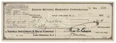 Lot #185 Thomas Edison Signed Check to His