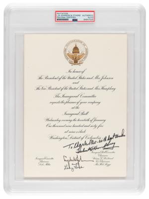 Lot #89 Lyndon and Lady Bird Johnson, and Hubert H. Humphrey Signed Inaugural Ball Invitation - Image 1