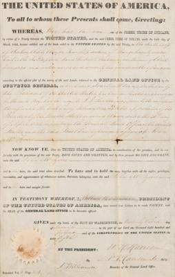 Lot #77 [Wiliam Henry Harrison] Presidential Document Reclaiming Land from a Creek Tribe Indian - Image 1