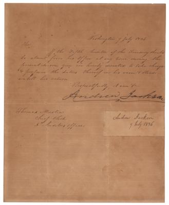 Lot #7 Andrew Jackson Letter Signed as President