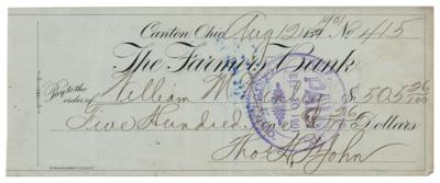 Lot #95 William McKinley Endorsed Check as President - Image 2