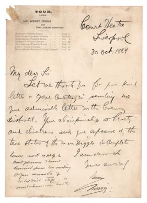 Lot #538 Bram Stoker and Henry Irving Handwritten Letter Signed - Image 1