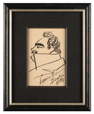 Lot #568 Enrico Caruso Signed Self-Portrait Sketch - Image 2