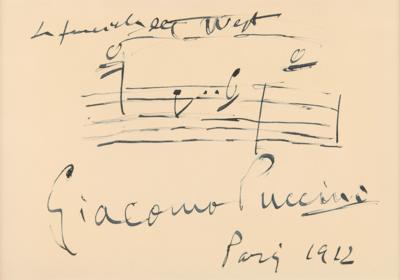 Lot #576 Giacomo Puccini Autograph Musical Quotation Signed for 'La fanciulla del West' - Image 2