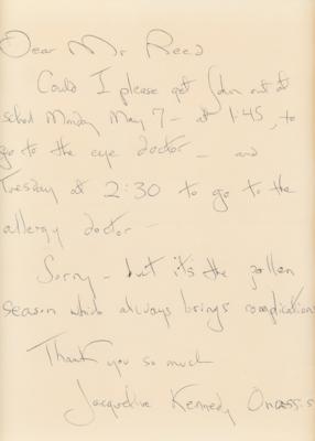 Lot #30 Jacqueline Kennedy Autograph Letter Signed on John-John's Medical Checkups - Image 2