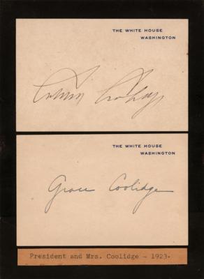 Lot #64 Calvin and Grace Coolidge Signed White House Cards - Image 1