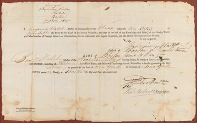 Lot #284 Thomas Melvill and Henry Dearborn Document Signed - Port of Boston Ship's Pass - Image 2