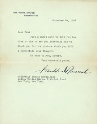 Lot #28 Franklin D. Roosevelt Typed Letter Signed as President - Image 1