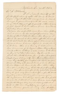 Lot #352 Confederate Civilian Letter from December