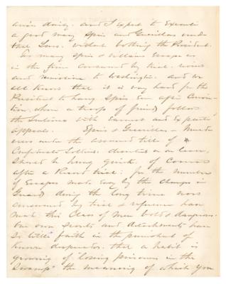 Lot #364 William T. Sherman War-Dated Autograph Letter Signed: "Spies and Guerillas, murderers under the assumed title of Confederate Soldiers and deserters...should be hung quick" - Image 2