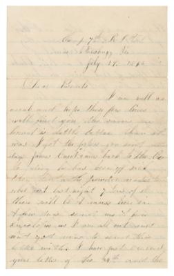 Lot #400 Union Soldier's Letter, Written a Day Before the Battle of the Crater: "The rebel sharpshooters have been picking off our gunners" - Image 1